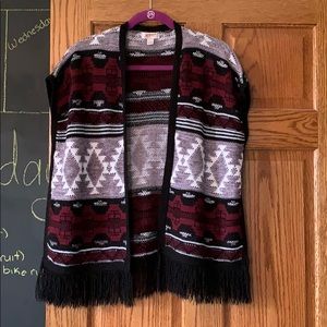 A knit cardigan
